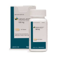 Vista frontal de Venclexta Ventoclax 100 mg por 120 tabletas