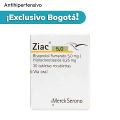 Ziac 5+6.25 mg Caja x 30 tabletas recubiertas